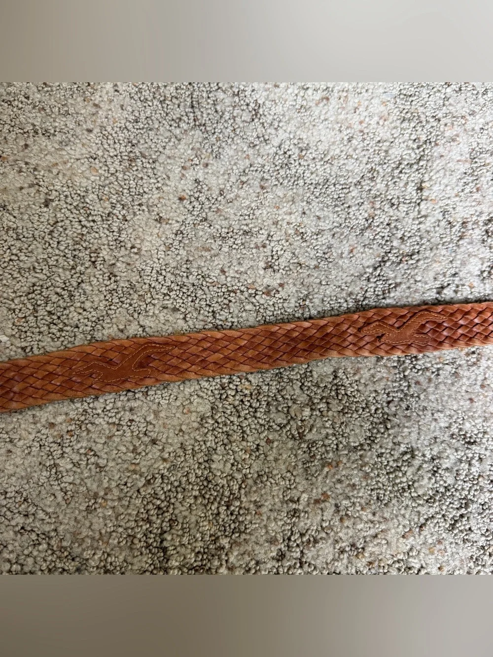 Vintage Y2K Hollister Brown Leather Braided Seagull Logo Woven Belt Size M/L